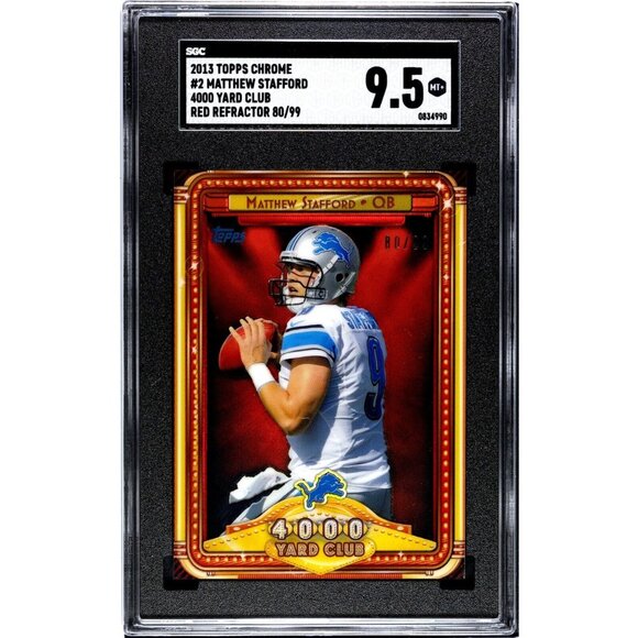 2013 SGC 9.5 Matthew StaffordTopps Chrome 4000 Yard Club Red Refractor /99 #2